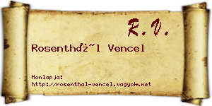 Rosenthál Vencel névjegykártya